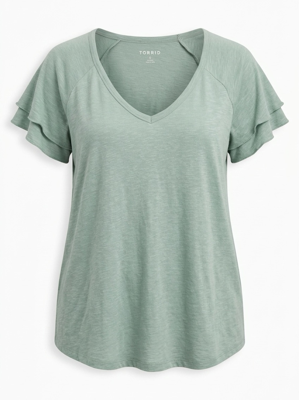 Torrid Sage Green Flutter Sleeve V-Neck Tee Top Size L